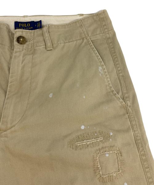 POLO RALPH LAUREN（ポロ・ラルフローレン）POLO RALPH LAUREN (ポロ・ラルフローレン) リペア加工クロップドチノパン ベージュ サイズ:2の古着・服飾アイテム