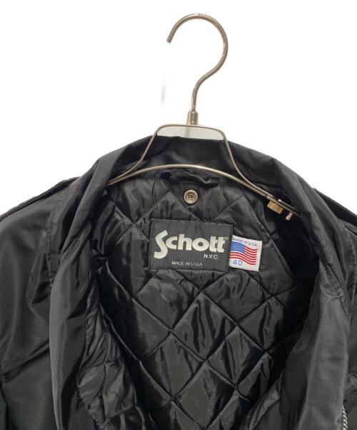 Schott（ショット）Schott (ショット) ナイロンライダースジャケット ブラック サイズ:40の古着・服飾アイテム