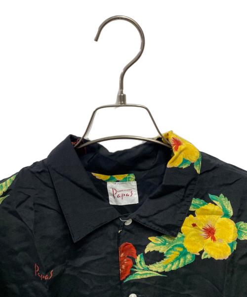 PAPAS（パパス）PAPAS (パパス) アロハシャツ ブラック サイズ:Ｌの古着・服飾アイテム