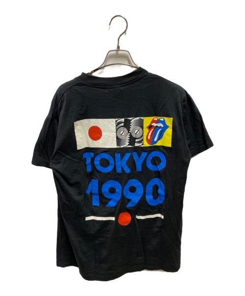 ROLLING STONES（ローリングストーンズ）ROLLING STONES (ローリングストーンズ) HANDTEX (ハンドテックス) Tシャツ コピーライト89年 ブラック サイズ:Ｌの古着・服飾アイテム