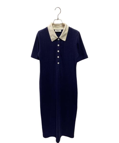 Adam et Rope（アダム エ ロペ）Adam et Rope (アダム エ ロペ) 25SS ハーフスリーブポロシャツワンピース ネイビー サイズ:Ｓの古着・服飾アイテム