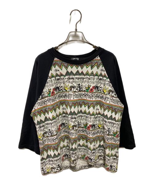 stussy（ステューシー）stussy (ステューシー) 00’S Tom Tom ラグランカットソー ホワイト×ブラック サイズ:サイズ詳細参照の古着・服飾アイテム