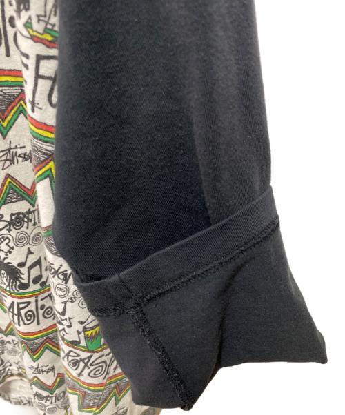 stussy（ステューシー）stussy (ステューシー) 00’S Tom Tom ラグランカットソー ホワイト×ブラック サイズ:サイズ詳細参照の古着・服飾アイテム