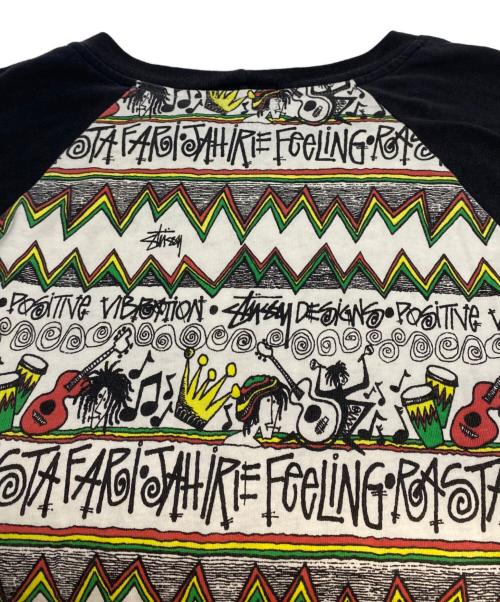 stussy（ステューシー）stussy (ステューシー) 00’S Tom Tom ラグランカットソー ホワイト×ブラック サイズ:サイズ詳細参照の古着・服飾アイテム