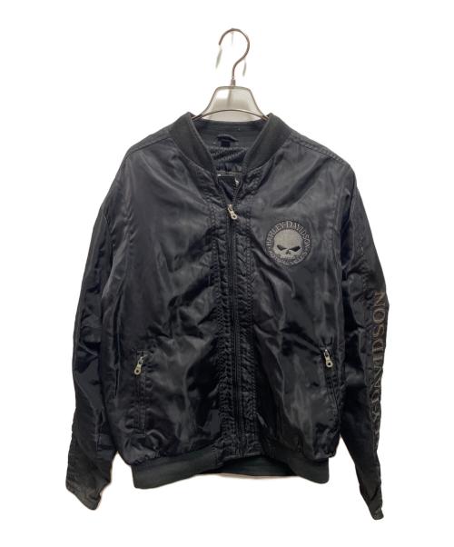 HARLEY-DAVIDSON（ハーレーダビッドソン）HARLEY-DAVIDSON (ハーレーダビッドソン) スカルワッペンナイロンジャケット ブラック サイズ:Ｍの古着・服飾アイテム