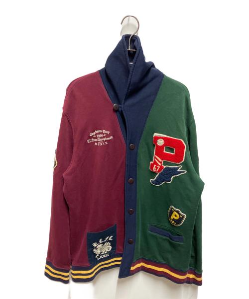 POLO RALPH LAUREN（ポロ・ラルフローレン）POLO RALPH LAUREN (ポロ・ラルフローレン) ショールカラーカーディガン グリーン×レッド サイズ:Mの古着・服飾アイテム