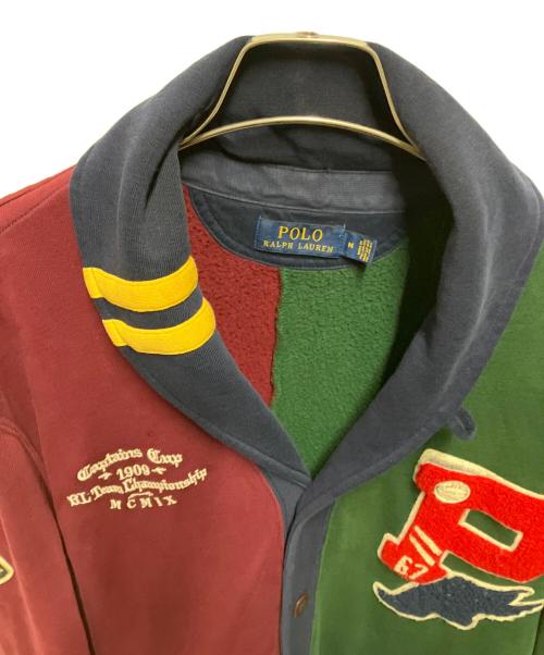 POLO RALPH LAUREN（ポロ・ラルフローレン）POLO RALPH LAUREN (ポロ・ラルフローレン) ショールカラーカーディガン グリーン×レッド サイズ:Mの古着・服飾アイテム