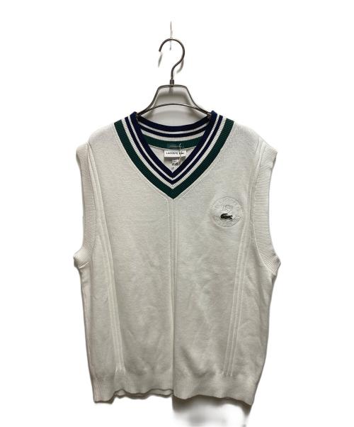 LACOSTE（ラコステ）LACOSTE (ラコステ) BEAMS (ビームス) 別注チルデン ニット ベスト ホワイト サイズ:M 未使用品の古着・服飾アイテム