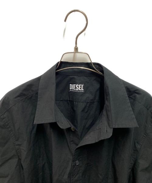 DIESEL（ディーゼル）DIESEL (ディーゼル) オーバルDロゴ レイヤードシャツ ブラック サイズ:Ｍの古着・服飾アイテム