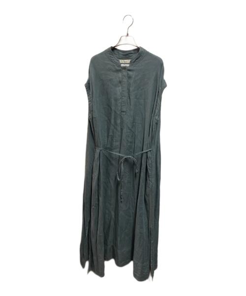 ARGUE（アーギュ）ARGUE (アーギュ) リネンノースリーブワンピース ブルー サイズ:ＦＲＥＥの古着・服飾アイテム