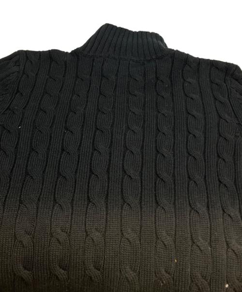 LAUREN RALPH LAUREN（ローレン ラルフ ローレン）LAUREN RALPH LAUREN (ローレン ラルフ ローレン) ロゴ刺繍ジップアップニット ブラック サイズ:Sの古着・服飾アイテム