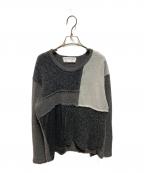 COMME des GARCONS SHIRTコムデギャルソンシャツ）の古着「ウールパッチワークニット」｜グレー