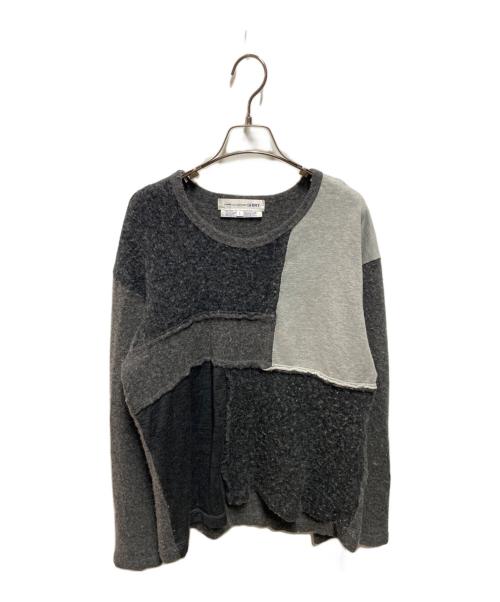 COMME des GARCONS SHIRT（コムデギャルソンシャツ）COMME des GARCONS SHIRT (コムデギャルソンシャツ) ウールパッチワークニット グレー サイズ:Ｌの古着・服飾アイテム