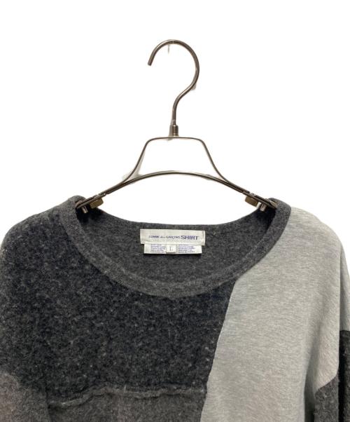 COMME des GARCONS SHIRT（コムデギャルソンシャツ）COMME des GARCONS SHIRT (コムデギャルソンシャツ) ウールパッチワークニット グレー サイズ:Ｌの古着・服飾アイテム