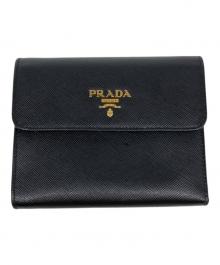 PRADA（プラダ）の古着「サフィアーノ コンパクトウォレット」｜ブラック