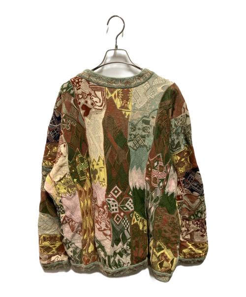 Coogi（クージー）Coogi (クージー) Vネック3Dニット ベージュ×グリーン サイズ:ＸＬの古着・服飾アイテム