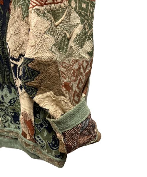 Coogi（クージー）Coogi (クージー) Vネック3Dニット ベージュ×グリーン サイズ:ＸＬの古着・服飾アイテム