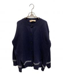 MARNI（マルニ）の古着「ロゴジャガードキモノスリーブニットカーディガン」｜ネイビー