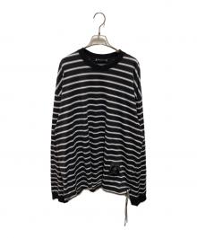 Mastermind JAPAN（マスターマインド ジャパン）の古着「Fine Gauge Stripe Long Sleeve T-Shirt」｜ブラック