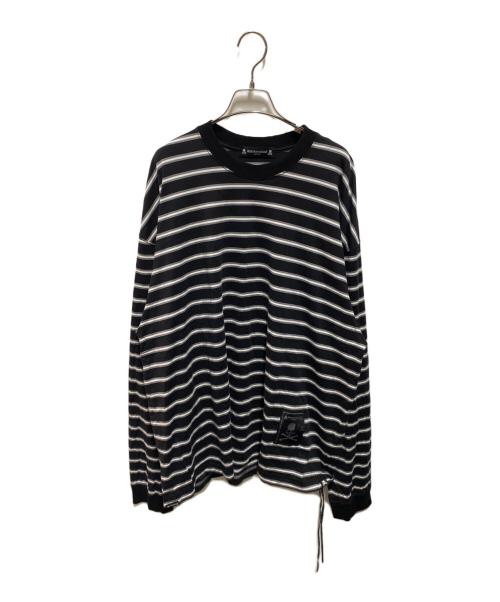 Mastermind JAPAN（マスターマインド ジャパン）Mastermind JAPAN (マスターマインド ジャパン) Fine Gauge Stripe Long Sleeve T-Shirt ブラック サイズ:Ｌの古着・服飾アイテム
