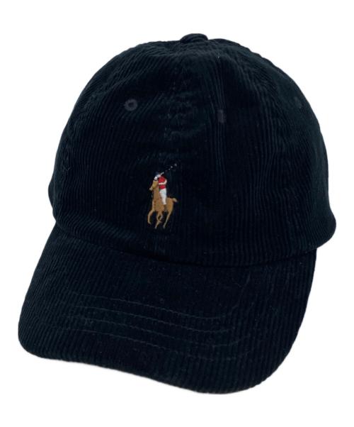 POLO RALPH LAUREN（ポロ・ラルフローレン）POLO RALPH LAUREN (ポロ・ラルフローレン) コーデュロイキャップ ブラックの古着・服飾アイテム