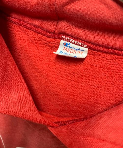 Champion（チャンピオン）Champion (チャンピオン) 80'sフロッキープリントパーカー レッド サイズ:Mの古着・服飾アイテム
