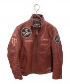 AVIREXアヴィレックス）の古着「AGED WAPPEN STAND ZIP RIDERS」｜レッド