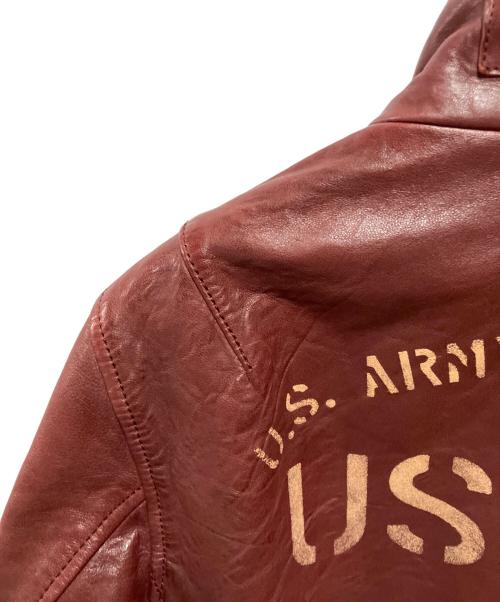 AVIREX（アヴィレックス）AVIREX (アヴィレックス) AGED WAPPEN STAND ZIP RIDERS レッド サイズ:Mの古着・服飾アイテム