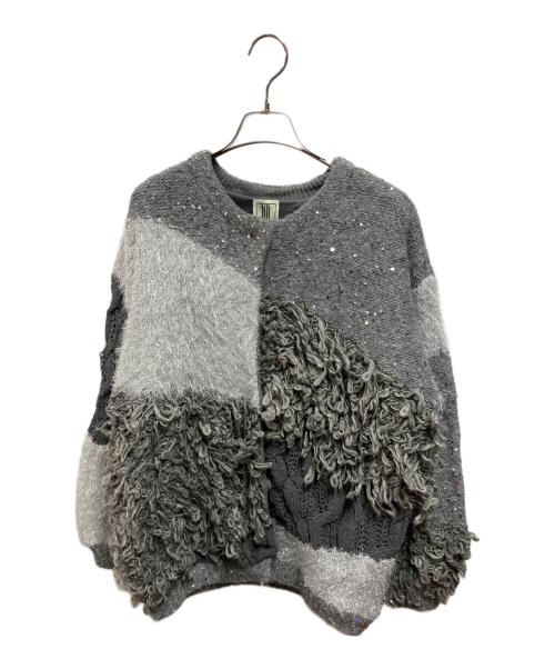 Ameri（アメリ）Ameri (アメリ) UND MIX YARN PATCHWORK KNIT CARDIGAN グレー サイズ:ＦＲＥＥ 未使用品の古着・服飾アイテム