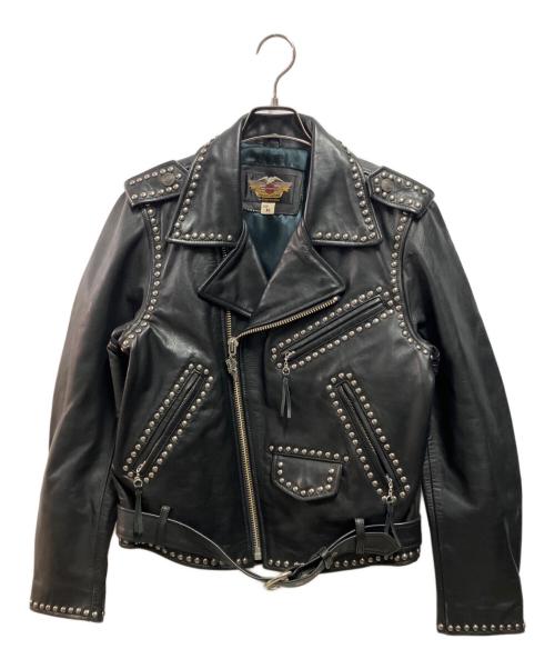 HARLEY-DAVIDSON（ハーレーダビッドソン）HARLEY-DAVIDSON (ハーレーダビッドソン) スタッズ付ダブルライダースジャケット ブラック サイズ:Mの古着・服飾アイテム