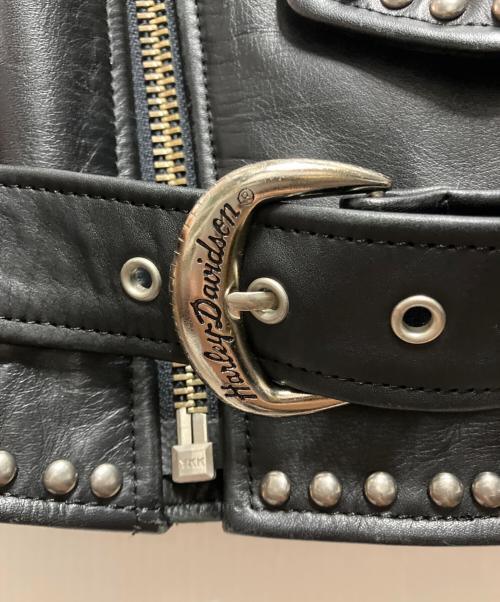 HARLEY-DAVIDSON（ハーレーダビッドソン）HARLEY-DAVIDSON (ハーレーダビッドソン) スタッズ付ダブルライダースジャケット ブラック サイズ:Mの古着・服飾アイテム