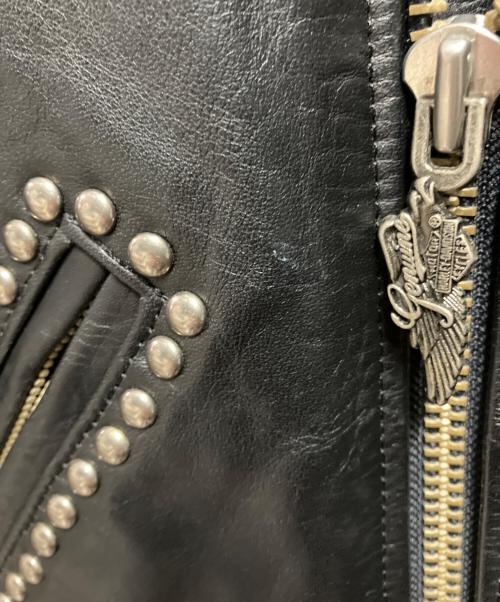 HARLEY-DAVIDSON（ハーレーダビッドソン）HARLEY-DAVIDSON (ハーレーダビッドソン) スタッズ付ダブルライダースジャケット ブラック サイズ:Mの古着・服飾アイテム