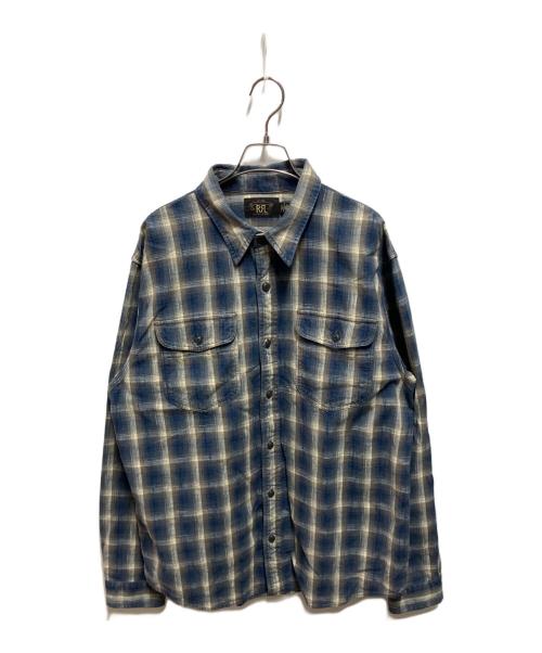 RRL（ダブルアールエル）RRL (ダブルアールエル) チェックウーブンワークシャツ ブルー サイズ:XLの古着・服飾アイテム