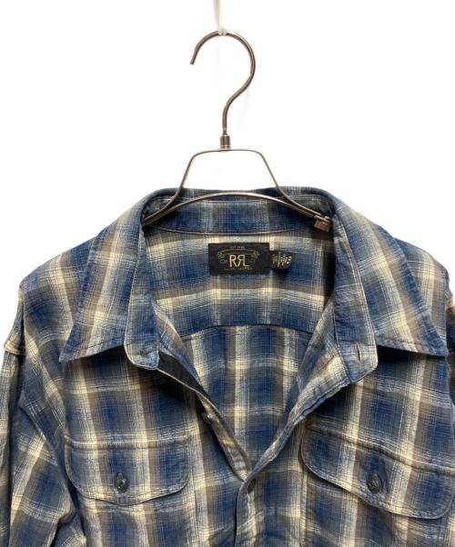 RRL（ダブルアールエル）RRL (ダブルアールエル) チェックウーブンワークシャツ ブルー サイズ:XLの古着・服飾アイテム