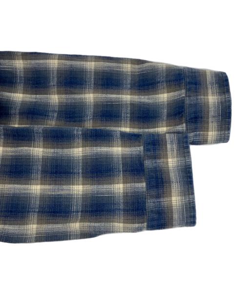 RRL（ダブルアールエル）RRL (ダブルアールエル) チェックウーブンワークシャツ ブルー サイズ:XLの古着・服飾アイテム