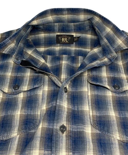 RRL（ダブルアールエル）RRL (ダブルアールエル) チェックウーブンワークシャツ ブルー サイズ:XLの古着・服飾アイテム
