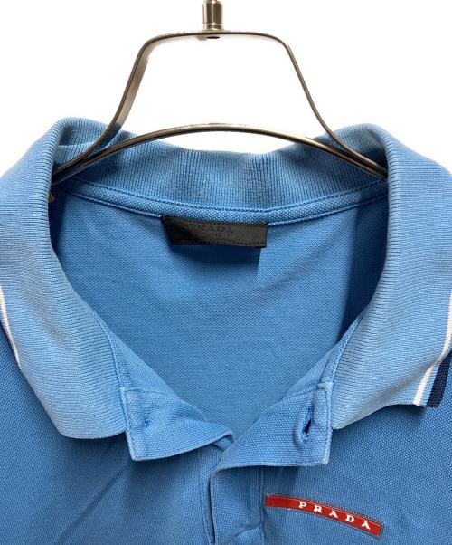 PRADA（プラダ）PRADA (プラダ) front rubber logo polo ブルー サイズ:XLの古着・服飾アイテム