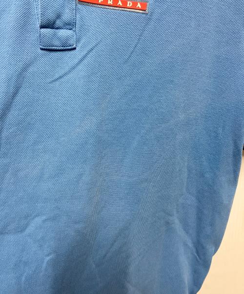 PRADA（プラダ）PRADA (プラダ) front rubber logo polo ブルー サイズ:XLの古着・服飾アイテム
