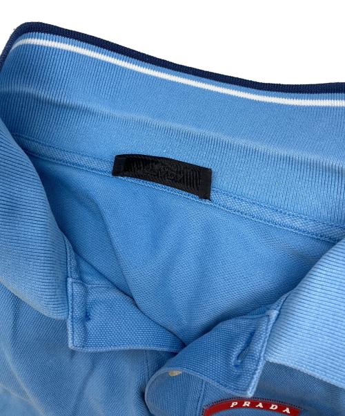PRADA（プラダ）PRADA (プラダ) front rubber logo polo ブルー サイズ:XLの古着・服飾アイテム