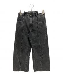 Maison Margiela（メゾンマルジェラ）の古着「BIAS CUT WIDE FLARE DENIM PANTS」｜ブラック