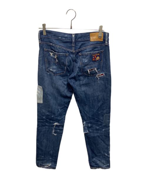 POLO RALPH LAUREN（ポロ・ラルフローレン）POLO RALPH LAUREN (ポロ・ラルフローレン) ワッペンパッチワークデニムパンツ インディゴ サイズ:23の古着・服飾アイテム