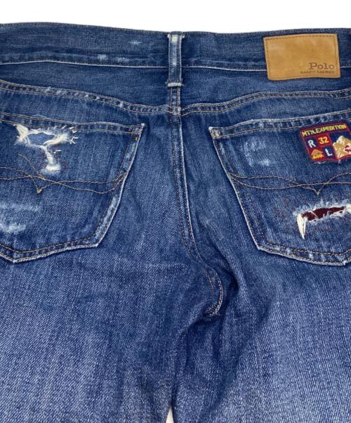 POLO RALPH LAUREN（ポロ・ラルフローレン）POLO RALPH LAUREN (ポロ・ラルフローレン) ワッペンパッチワークデニムパンツ インディゴ サイズ:23の古着・服飾アイテム