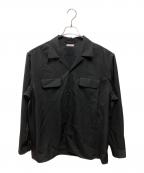 NICENESSナイスネス）の古着「26AW HUFFAM S140sウーステッドギャバジンロッヂシャツ」｜ブラック