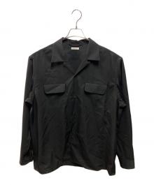 NICENESS（ナイスネス）の古着「26AW HUFFAM S140sウーステッドギャバジンロッヂシャツ」｜ブラック