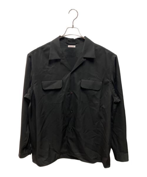 NICENESS（ナイスネス）NICENESS (ナイスネス) 26AW HUFFAM S140sウーステッドギャバジンロッヂシャツ ブラック サイズ:XLの古着・服飾アイテム