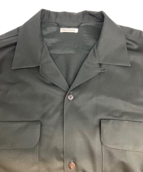 NICENESS（ナイスネス）NICENESS (ナイスネス) 26AW HUFFAM S140sウーステッドギャバジンロッヂシャツ ブラック サイズ:XLの古着・服飾アイテム