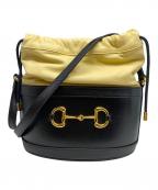 GUCCIグッチ）の古着「ホースビットバケットバッグ」｜ブラック×ベージュ