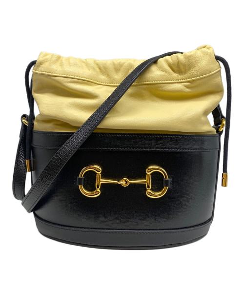 GUCCI（グッチ）GUCCI (グッチ) ホースビットバケットバッグ ブラック×ベージュの古着・服飾アイテム