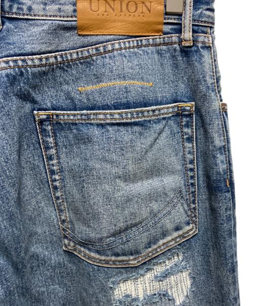 UNION（ユニオン）UNION (ユニオン) ダメージ加工デニムパンツ インディゴ サイズ:MEDIUMの古着・服飾アイテム