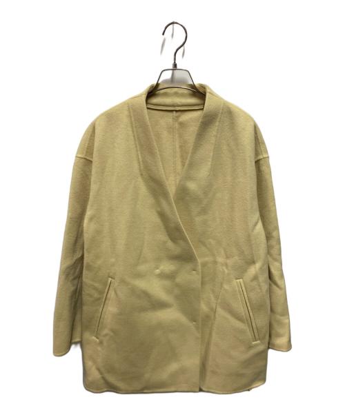 allureville（アルアバイル）allureville (アルアバイル) カシミヤ混リバーミドルラップコート イエロー サイズ:Ｓの古着・服飾アイテム